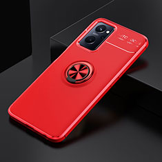 Custodia Silicone Ultra Sottile Morbida Cover con Magnetico Anello Supporto JM2 per Oppo A96 4G Rosso