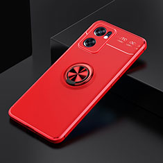 Custodia Silicone Ultra Sottile Morbida Cover con Magnetico Anello Supporto JM2 per Oppo Reno7 SE 5G Rosso