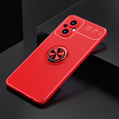 Custodia Silicone Ultra Sottile Morbida Cover con Magnetico Anello Supporto JM2 per Oppo Reno7 Z 5G Rosso