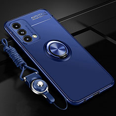 Custodia Silicone Ultra Sottile Morbida Cover con Magnetico Anello Supporto JM3 per Oppo A93 5G Blu