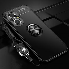 Custodia Silicone Ultra Sottile Morbida Cover con Magnetico Anello Supporto JM3 per Oppo F21s Pro 5G Nero