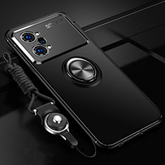 Custodia Silicone Ultra Sottile Morbida Cover con Magnetico Anello Supporto JM3 per Oppo K10 Pro 5G Nero