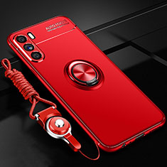 Custodia Silicone Ultra Sottile Morbida Cover con Magnetico Anello Supporto JM3 per Oppo K9 Pro 5G Rosso