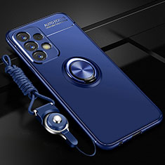 Custodia Silicone Ultra Sottile Morbida Cover con Magnetico Anello Supporto JM3 per Samsung Galaxy A23 4G Blu
