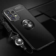 Custodia Silicone Ultra Sottile Morbida Cover con Magnetico Anello Supporto JM3 per Samsung Galaxy A32 5G Nero