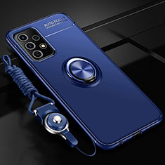 Custodia Silicone Ultra Sottile Morbida Cover con Magnetico Anello Supporto JM3 per Samsung Galaxy A52s 5G Blu