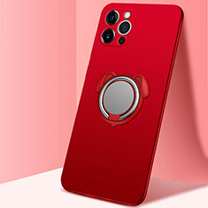 Custodia Silicone Ultra Sottile Morbida Cover con Magnetico Anello Supporto N02 per Apple iPhone 12 Pro Rosso