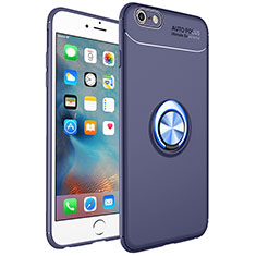 Custodia Silicone Ultra Sottile Morbida Cover con Magnetico Anello Supporto per Apple iPhone 6 Plus Blu
