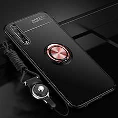 Custodia Silicone Ultra Sottile Morbida Cover con Magnetico Anello Supporto per Huawei Enjoy 10S Oro e Nero