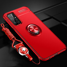 Custodia Silicone Ultra Sottile Morbida Cover con Magnetico Anello Supporto per Huawei Honor 30 Rosso