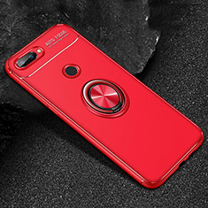 Custodia Silicone Ultra Sottile Morbida Cover con Magnetico Anello Supporto per Huawei Honor 9 Lite Rosso