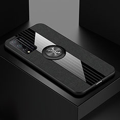Custodia Silicone Ultra Sottile Morbida Cover con Magnetico Anello Supporto per Huawei Honor Play4T Pro Nero