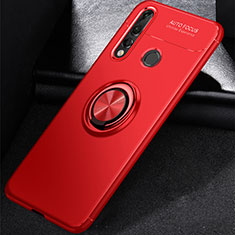 Custodia Silicone Ultra Sottile Morbida Cover con Magnetico Anello Supporto per Huawei P30 Lite Rosso