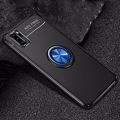 Custodia Silicone Ultra Sottile Morbida Cover con Magnetico Anello Supporto per Huawei P30 Pro Blu e Nero