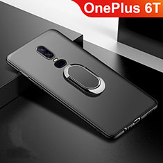 Custodia Silicone Ultra Sottile Morbida Cover con Magnetico Anello Supporto per OnePlus 6T Nero