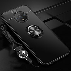 Custodia Silicone Ultra Sottile Morbida Cover con Magnetico Anello Supporto per OnePlus 7T Nero