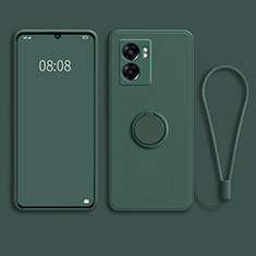 Custodia Silicone Ultra Sottile Morbida Cover con Magnetico Anello Supporto per OnePlus Nord N300 5G Verde