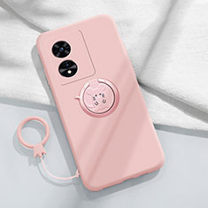 Custodia Silicone Ultra Sottile Morbida Cover con Magnetico Anello Supporto per Oppo A1 Pro 5G Rosa