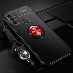 Custodia Silicone Ultra Sottile Morbida Cover con Magnetico Anello Supporto per Oppo A11s Rosso e Nero