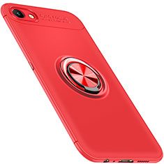 Custodia Silicone Ultra Sottile Morbida Cover con Magnetico Anello Supporto per Oppo A3 Rosso