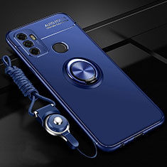 Custodia Silicone Ultra Sottile Morbida Cover con Magnetico Anello Supporto per Oppo A53s Blu