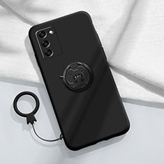 Custodia Silicone Ultra Sottile Morbida Cover con Magnetico Anello Supporto per Oppo A55 5G Nero