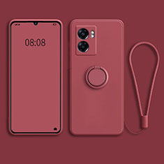 Custodia Silicone Ultra Sottile Morbida Cover con Magnetico Anello Supporto per Oppo A56S 5G Rosso