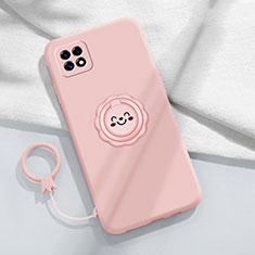 Custodia Silicone Ultra Sottile Morbida Cover con Magnetico Anello Supporto per Oppo A73 5G Rosa