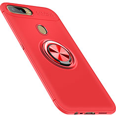 Custodia Silicone Ultra Sottile Morbida Cover con Magnetico Anello Supporto per Oppo AX7 Rosso