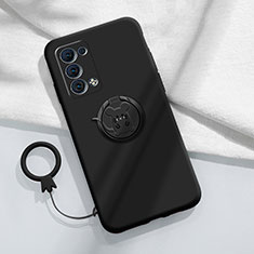 Custodia Silicone Ultra Sottile Morbida Cover con Magnetico Anello Supporto per Oppo Reno6 Pro 5G Nero