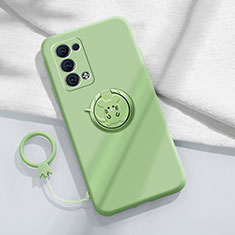 Custodia Silicone Ultra Sottile Morbida Cover con Magnetico Anello Supporto per Oppo Reno6 Pro+ Plus 5G Verde Pastello