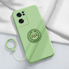 Custodia Silicone Ultra Sottile Morbida Cover con Magnetico Anello Supporto per Oppo Reno7 Pro 5G Verde Pastello