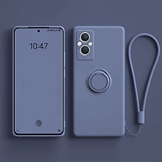 Custodia Silicone Ultra Sottile Morbida Cover con Magnetico Anello Supporto per Oppo Reno7 Z 5G Grigio Lavanda