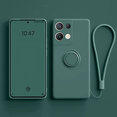 Custodia Silicone Ultra Sottile Morbida Cover con Magnetico Anello Supporto per Oppo Reno9 5G Verde Notte