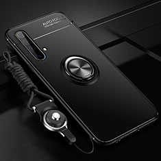 Custodia Silicone Ultra Sottile Morbida Cover con Magnetico Anello Supporto per Realme X50 5G Nero