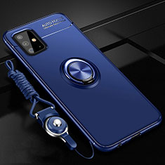 Custodia Silicone Ultra Sottile Morbida Cover con Magnetico Anello Supporto per Samsung Galaxy A51 4G Blu
