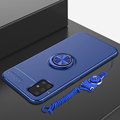 Custodia Silicone Ultra Sottile Morbida Cover con Magnetico Anello Supporto per Samsung Galaxy A71 5G Blu