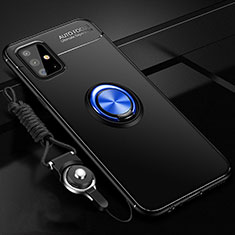 Custodia Silicone Ultra Sottile Morbida Cover con Magnetico Anello Supporto per Samsung Galaxy M40S Blu e Nero