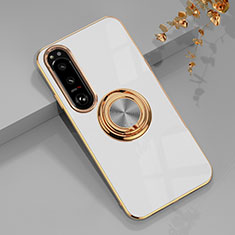 Custodia Silicone Ultra Sottile Morbida Cover con Magnetico Anello Supporto per Sony Xperia 10 IV SO-52C Bianco