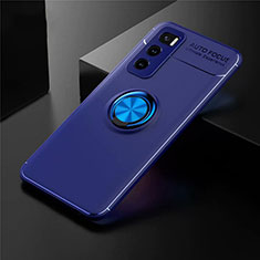 Custodia Silicone Ultra Sottile Morbida Cover con Magnetico Anello Supporto per Vivo V20 SE Blu