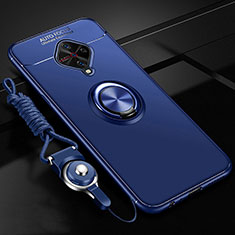 Custodia Silicone Ultra Sottile Morbida Cover con Magnetico Anello Supporto per Vivo X50 Lite Blu