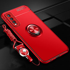 Custodia Silicone Ultra Sottile Morbida Cover con Magnetico Anello Supporto per Vivo Y11s Rosso