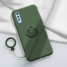 Custodia Silicone Ultra Sottile Morbida Cover con Magnetico Anello Supporto per Vivo Y7s Verde Notte