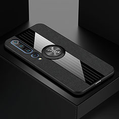 Custodia Silicone Ultra Sottile Morbida Cover con Magnetico Anello Supporto per Xiaomi Mi 10 Pro Nero