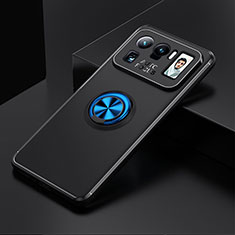 Custodia Silicone Ultra Sottile Morbida Cover con Magnetico Anello Supporto per Xiaomi Mi 11 Ultra 5G Blu e Nero