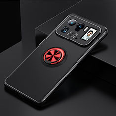 Custodia Silicone Ultra Sottile Morbida Cover con Magnetico Anello Supporto per Xiaomi Mi 11 Ultra 5G Rosso e Nero