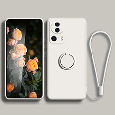 Custodia Silicone Ultra Sottile Morbida Cover con Magnetico Anello Supporto per Xiaomi Mi 12 Lite NE 5G Bianco