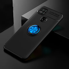 Custodia Silicone Ultra Sottile Morbida Cover con Magnetico Anello Supporto per Xiaomi POCO C3 Blu e Nero