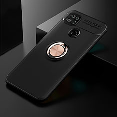 Custodia Silicone Ultra Sottile Morbida Cover con Magnetico Anello Supporto per Xiaomi POCO C3 Oro e Nero