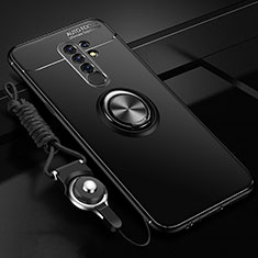 Custodia Silicone Ultra Sottile Morbida Cover con Magnetico Anello Supporto per Xiaomi Poco M2 Nero